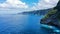 Summer day landscape with the sea and cliffs. Nusa Penida Island, Bali