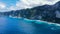 Summer day landscape with the sea and cliffs. Nusa Penida Island, Bali