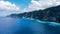 Summer day landscape with the sea and cliffs. Nusa Penida Island, Bali