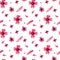 Summer day in pink colors. Seamless pattern with pink watercolor flowers on white backgroun