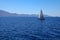Summer day sailing boat cruising in Saronic Gulf, Greece.
