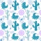 Summer desert seamless dinosaur animals cactus and sun pattern for wrapping paper and fabrics and linens