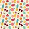 Summer design elements tropical leaves, flowers, fruits. Vector seamless pattern wallpaper