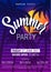 Summer disco poster in trendy neon colors. Vector background.