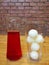 Summer drink, fresh strawberry soft drink and ice milk ball cube in jar glass with blur brick block wall background,