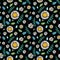 Summer, easter, birthday, spring, wedding seamless pattern with flowers chamomile and leaves.