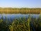 Summer European landscape with a wide river. fishing on the river