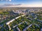 Summer evening aerial view to residential area in Kharkiv