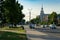 Summer evening on central street of Voronezh