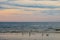 Summer evening seascape with seagulls. Baltic Sea, Jurmala Beach, Latvia