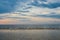 Summer evening seascape with seagulls. Baltic Sea, Jurmala Beach, Latvia