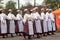 Summer Event. A group of women in national dress perform an Estonian folk dance