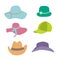 Summer Fashion Beach Accessories Hats Collection Set Vector Illustration