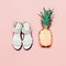 Summer fashion set. Vanilla style pineapple and sandals