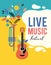 Summer fest, concept of live music festival, jazz and rock, food street fair, family fair, event poster and banner