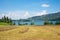 Summer field upper bavarian landscape, lake Schliersee tourist resort