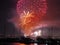 Summer fireworks in harbor scenery of Sydney Australia