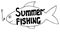 Summer fishing sign with abstract fish and hook