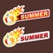 Summer flame sticker banner label tag vector