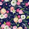 Summer Floral Seamless Pattern with Pink Flowers and Lily. Botanical Background for Fabric Textile, Wallpaper, Wrapping