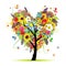 Summer floral tree, heart shape