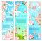 Summer flowers bouquets vector banners