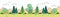 Summer Forest Mountain Landscape View Thin Line Banner