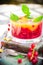 Summer fruit dessert currant orange juice basil