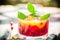 Summer fruit dessert currant orange juice basil