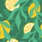 Summer fruit seamless lemon and leaves pattern for wrapping and clothes print and kitchens fabrics and kids