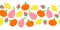 Summer Fruit seamless vector border. Abstract pear apple lemon strawberry repeating horizontal pattern cute bright colorful . For