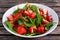 Summer Fruit Vegan Spinach Strawberry nuts Salad. concepts health food