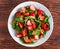 Summer Fruit Vegan Spinach Strawberry nuts Salad. concepts health food