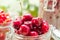 Summer fruits closeup cherries jar processed