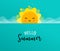 Summer fun background, sun illustration and banner design. Sale poster