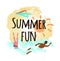 Summer Fun Emblem, Woman Diving, Afro-American Man