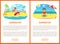 Summer Fun Poster, Swimming and Eating Vector