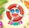 Summer funny vector concept with 3d text and summer elements