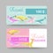 Summer Gift Travel Vouchers. Beach Vacations Coupon, Certificate, Banner Templates with Cute Whales. Sale Discount