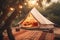 Summer glamping tent. Generate Ai