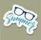 Summer glasses sticker icon, cartoon style