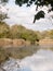 Summer golden lake scene top surface outside country water