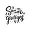 Summer Goodbyes. Black color vector illustration. Isolated on white background
