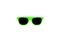 Summer green sunglasses isolated in a large seamless white background.
