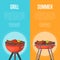 Summer grill party flyers with meats on barbecue