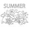 Summer. Hand-drawn cartoon illustration. Seasonal design, flowers, T-shirts, baseball caps