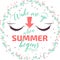 Summer handdrawn typography poster, trendy color with closed eyes. Quote