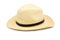 Summer hat made of straw on white background