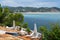 Summer Hause Villa terace sunbeds at Mallorca sea side