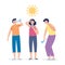 Summer heatstroke risk with cartoon people flat vector illustration isolated.